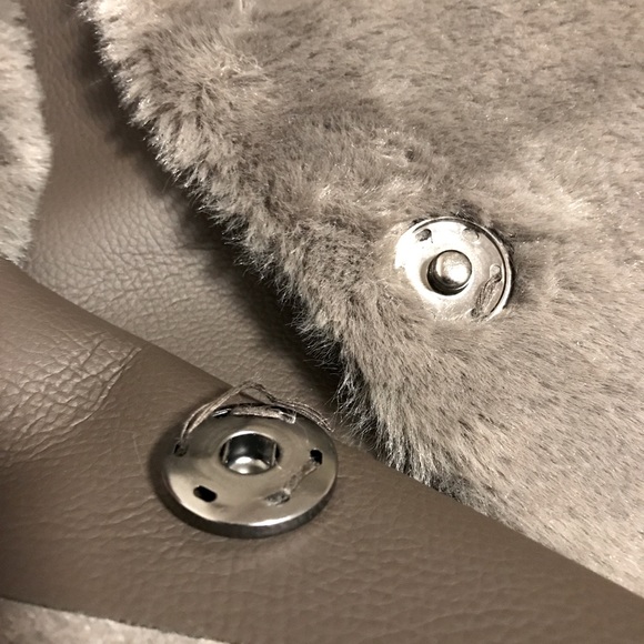 MAEVE Gray Reversible Faux Leather & Faux Fur Long Coat - Picture 16 of 16